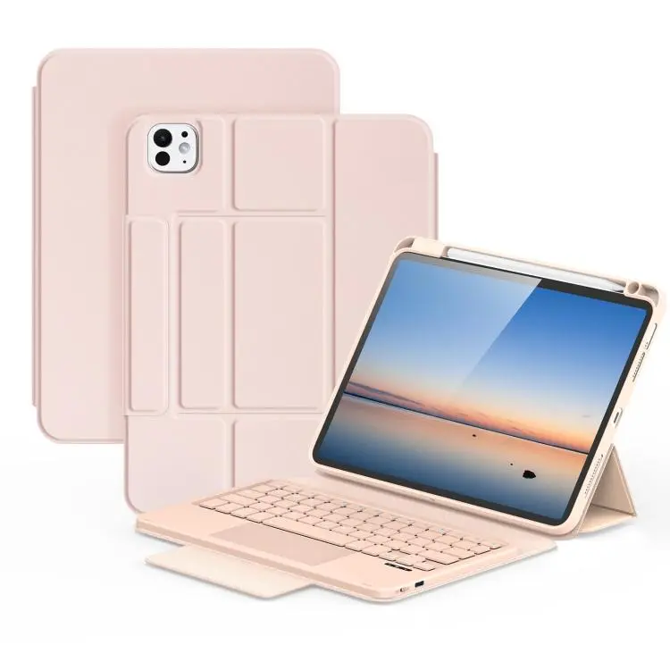 For iPad Pro 11 2025 / 2024 DUX DUCIS YK Series Magnetic Wireless Keyboard Vegan Leather Tablet Case(Pink)