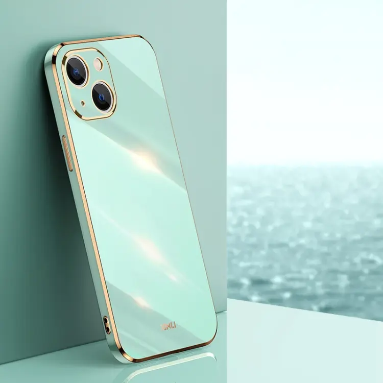 For iPhone 13 mini XINLI Straight Edge 6D Electroplate TPU Phone Case(Mint Green)