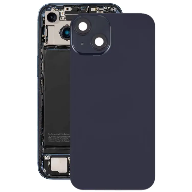 For iPhone 14 Glass Battery Back Cover with Flash Bracket + Wireless Charging Module(Black)