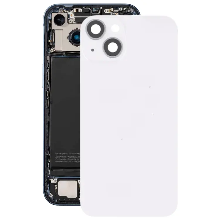 For iPhone 14 Glass Battery Back Cover with Flash Bracket + Wireless Charging Module(White)