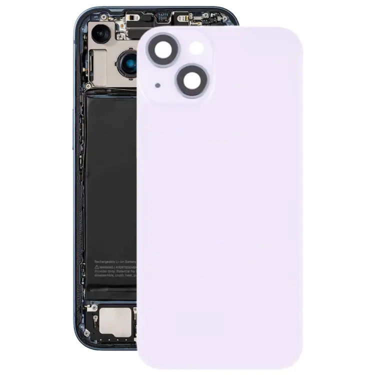 For iPhone 14 Plus Glass Battery Back Cover with Flash Bracket + Wireless Charging Module(Purple)