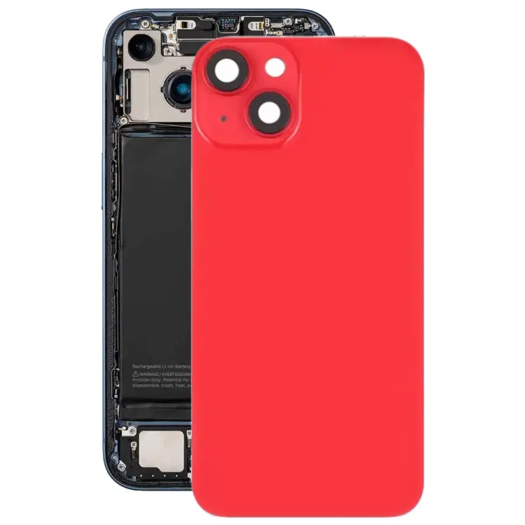 For iPhone 14 Plus Glass Battery Back Cover with Flash Bracket + Wireless Charging Module(Red)
