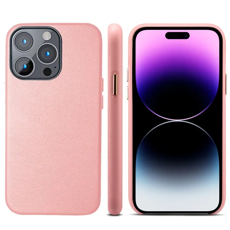 For iPhone 14 Pro Lamb Grain PU Back Cover Phone Case(Pink)