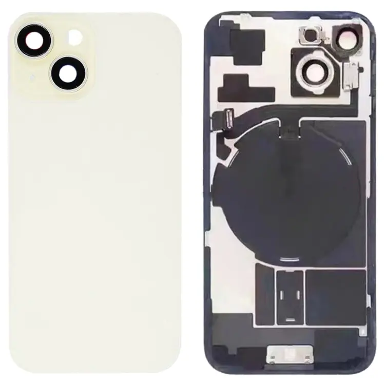 For iPhone 15 Glass Battery Back Cover with Flash Bracket + Wireless Charging Module(Yellow)