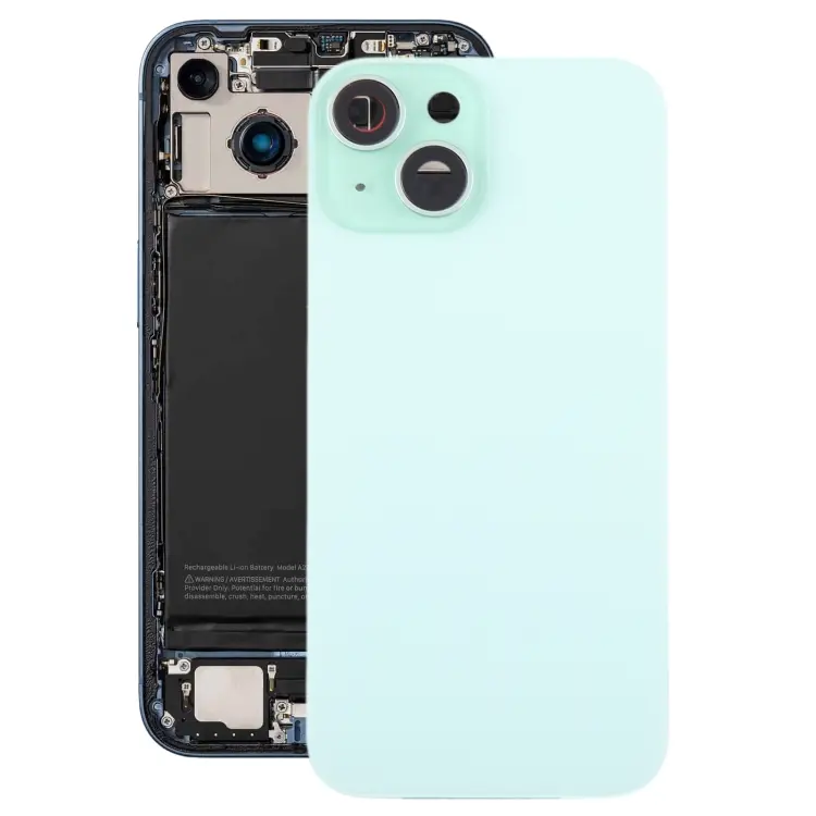 For iPhone 15 Plus Glass Battery Back Cover with Camera Lens Frame(Green)