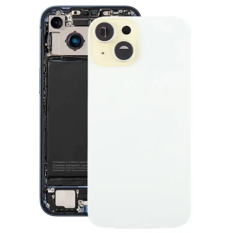 For iPhone 15 Plus Glass Battery Back Cover with Camera Lens Frame(Yellow)