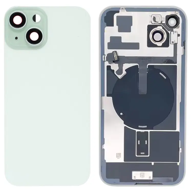 For iPhone 15 Plus Glass Battery Back Cover with Flash Bracket + Wireless Charging Module(Green)