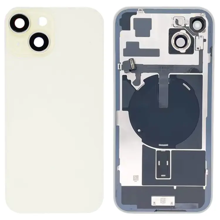 For iPhone 15 Plus Glass Battery Back Cover with Flash Bracket + Wireless Charging Module(Yellow)