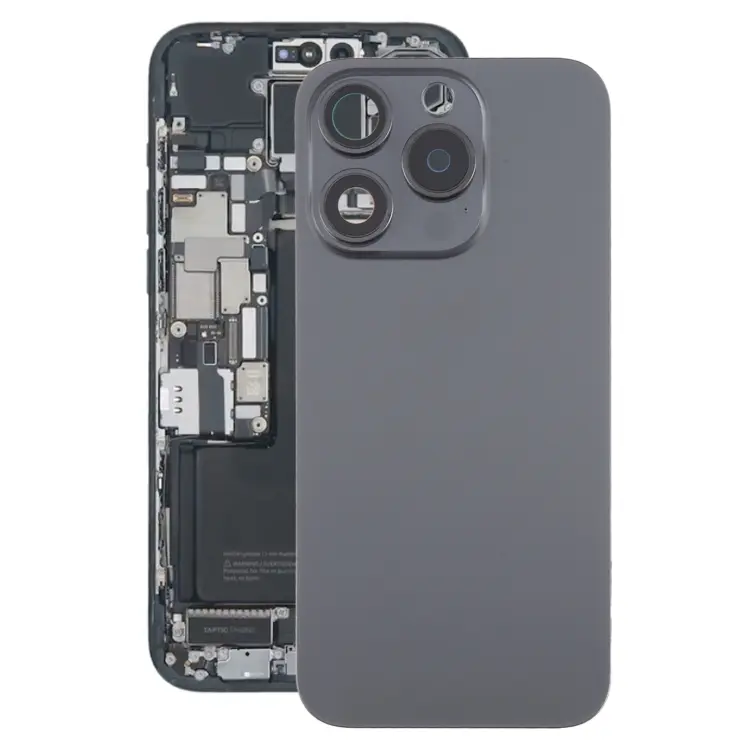 For iPhone 15 Pro Battery Back Cover with Camera Lens Frame + MagSafe Magnet(Black)