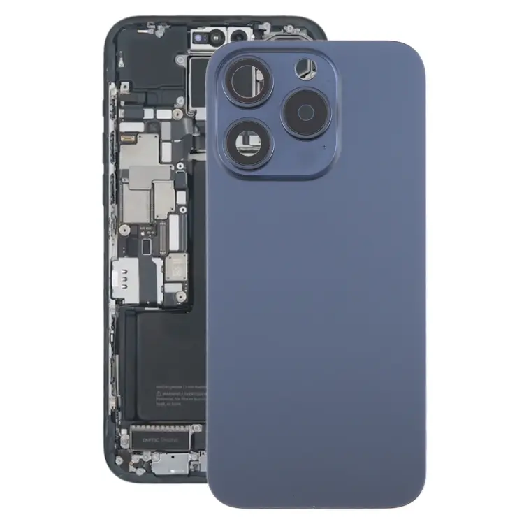 For iPhone 15 Pro Battery Back Cover with Camera Lens Frame + MagSafe Magnet(Blue)