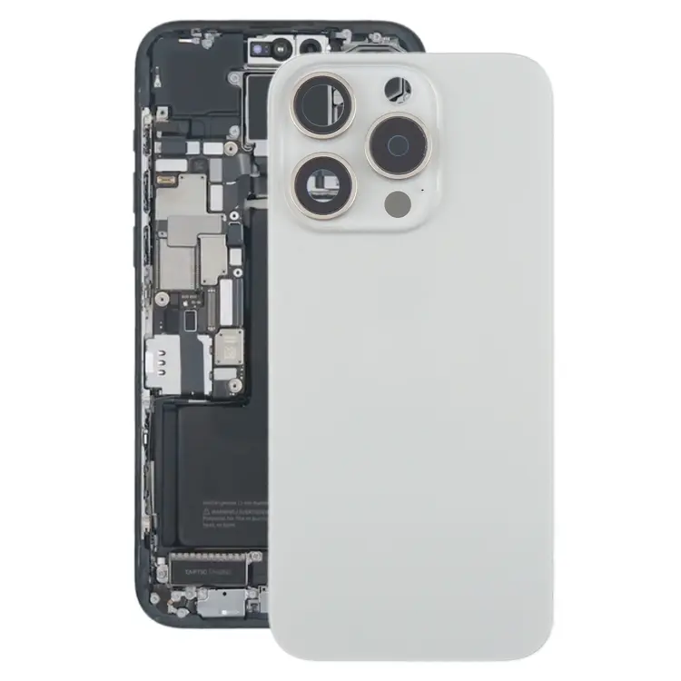 For iPhone 15 Pro Battery Back Cover with Camera Lens Frame + MagSafe Magnet(Titanium)