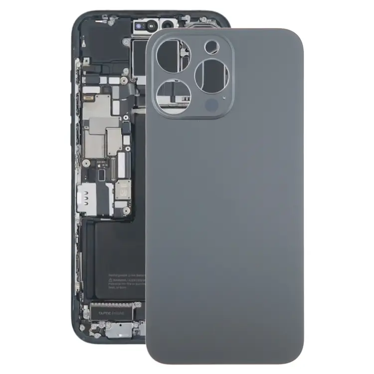 For iPhone 15 Pro Max Glass Battery Back Cover(Black)