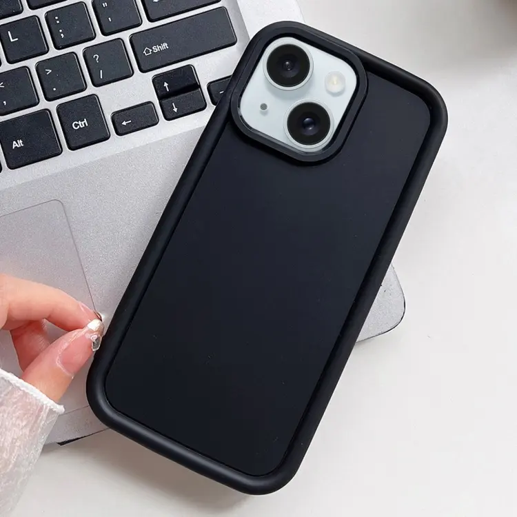 For iPhone 15 Shockproof Frame Frosted TPU Phone Case(Black)