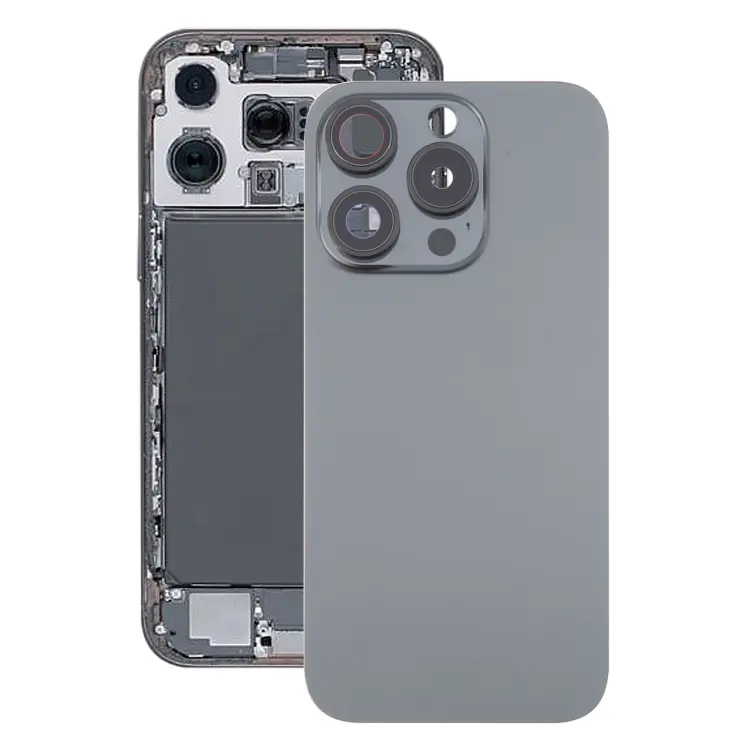 For iPhone 16 Pro Glass Battery Back Cover with Camera Lens Frame(Black)