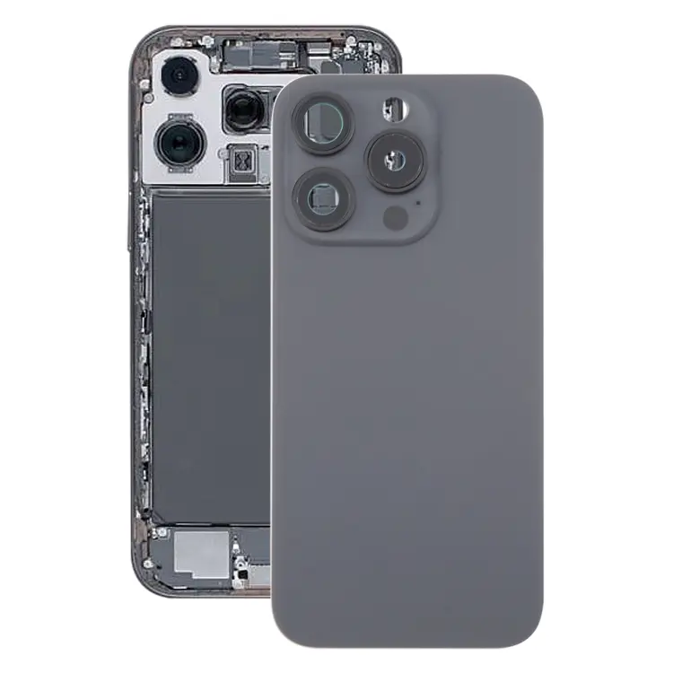 For iPhone 16 Pro Glass Battery Back Cover with Camera Lens Frame + MagSafe Magnet(Black)