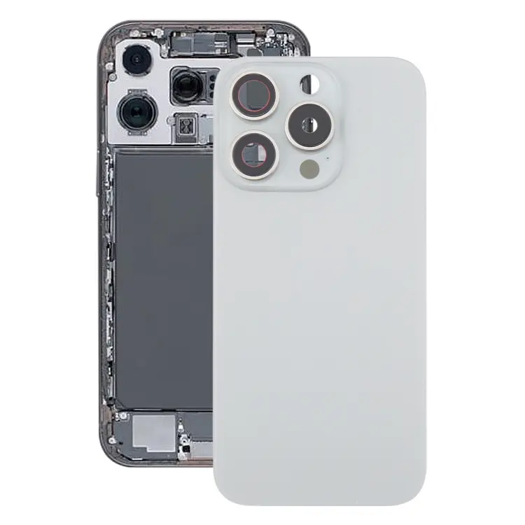 For iPhone 16 Pro Glass Battery Back Cover with Camera Lens Frame(Silver)
