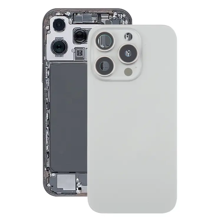 For iPhone 16 Pro Max Glass Battery Back Cover with Camera Lens Frame + MagSafe Magnet(Silver)