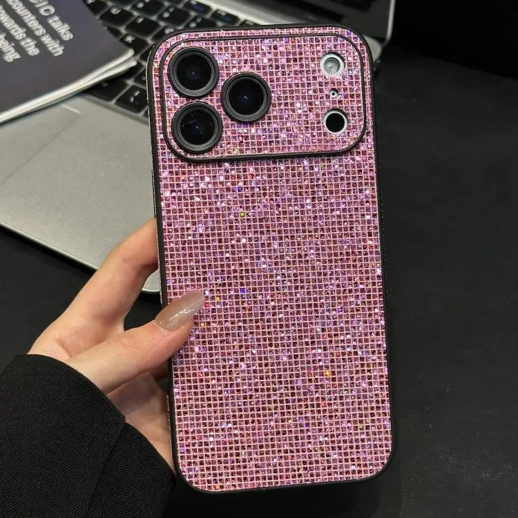 For iPhone 17 Pro Acrylic Rhinestone Full Coverage Phone Case(Pink)