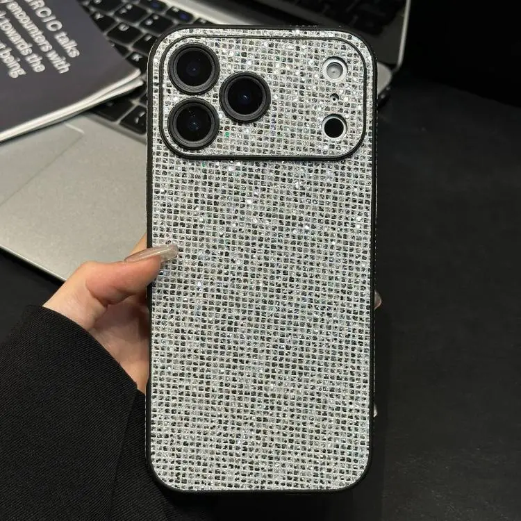 For iPhone 17 Pro Max Acrylic Rhinestone Full Coverage Phone Case(Silver)