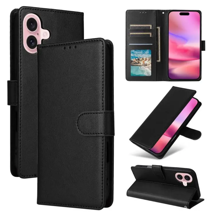 For iPhone 18 / 17 3-Card Slots Multifunctional Leather Phone Case(Black)