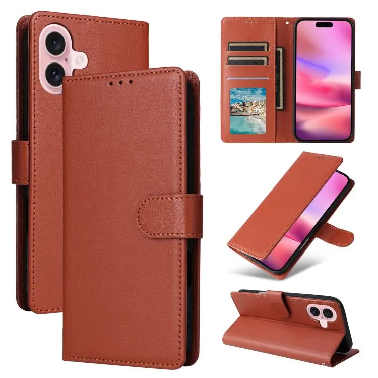 For iPhone 18 / 17 3-Card Slots Multifunctional Leather Phone Case(Brown)
