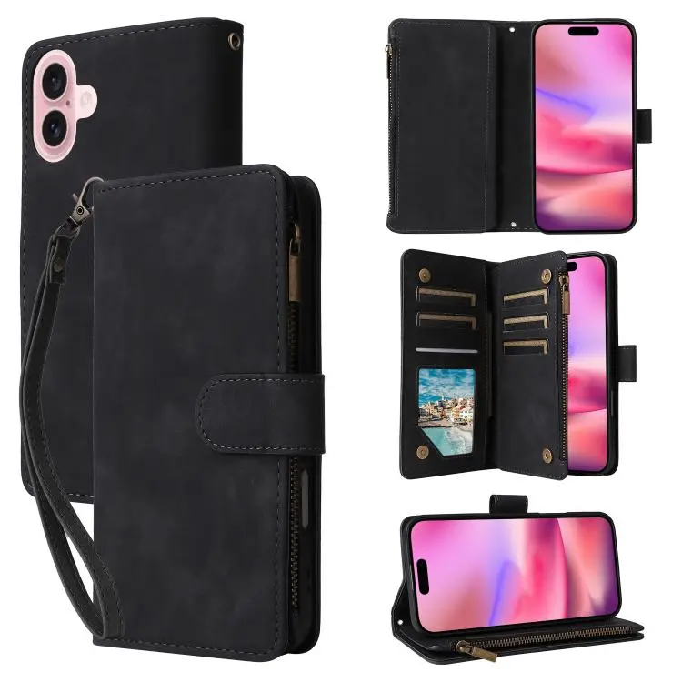 For iPhone 18 / 17 Multifunctional Multi-Card Wallet Phone Leather Case(Black)