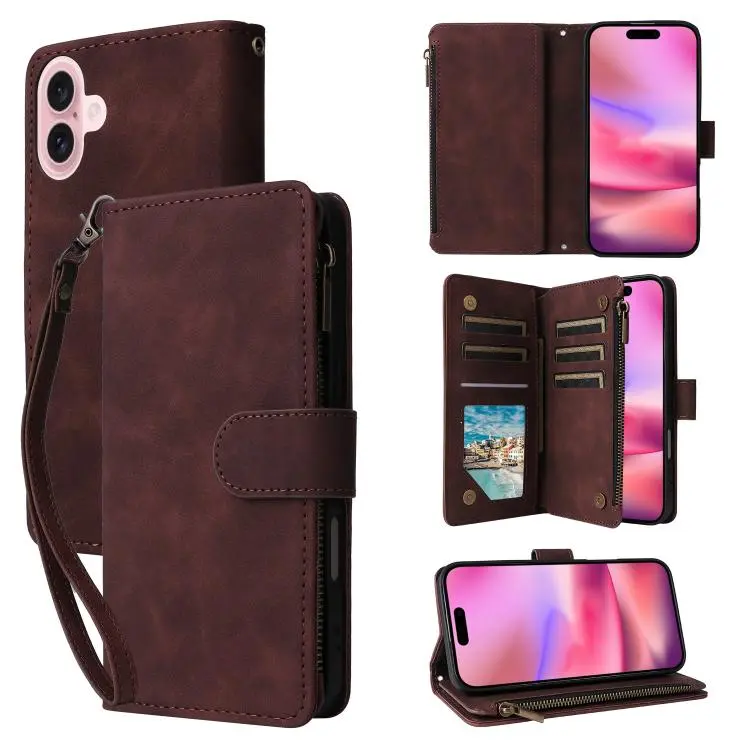 For iPhone 18 / 17 Multifunctional Multi-Card Wallet Phone Leather Case(Coffee)