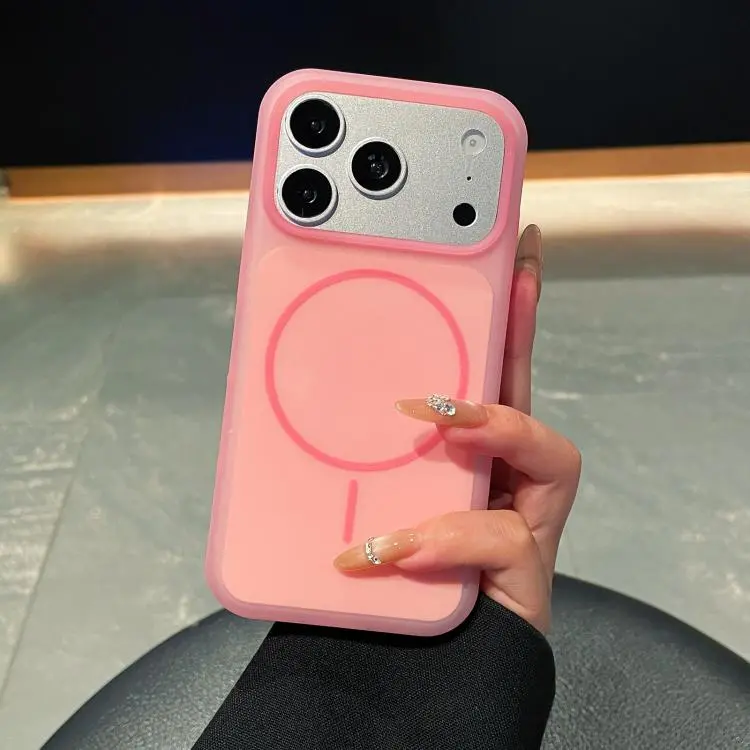 For iPhone 18 Pro / 17 Pro Ice Cream Skin Feel Liquid Silicone Fine Circle Magnetic Phone Case(Berry Pink)