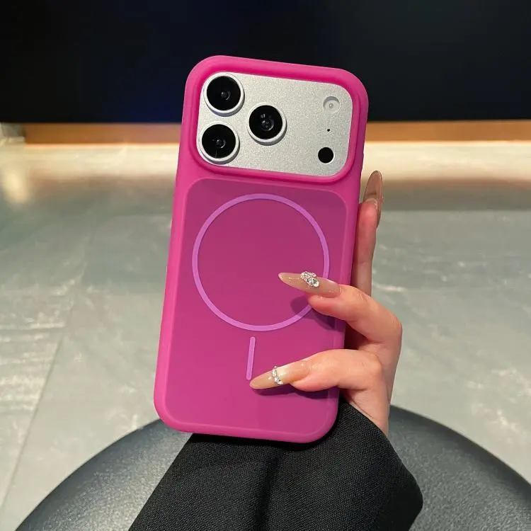 For iPhone 18 Pro / 17 Pro Ice Cream Skin Feel Liquid Silicone Fine Circle Magnetic Phone Case(Rose Red)