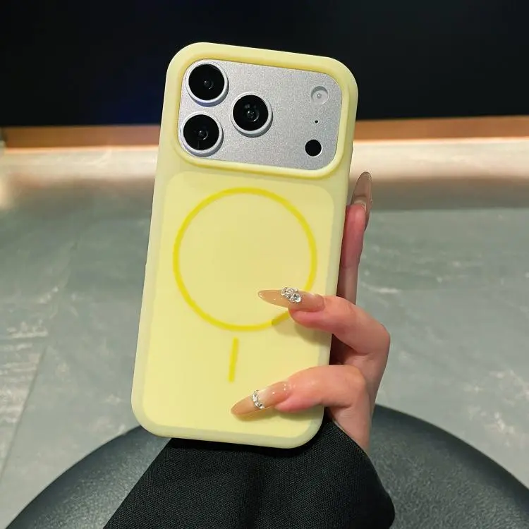 For iPhone 18 Pro / 17 Pro Ice Cream Skin Feel Liquid Silicone Fine Circle Magnetic Phone Case(Yellow)