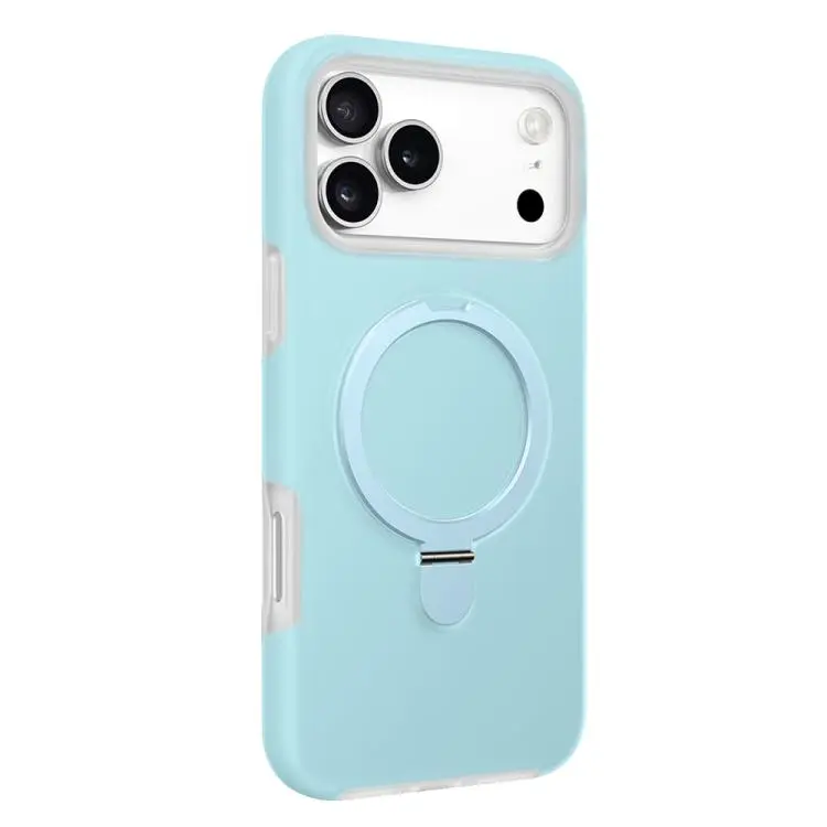 For iPhone 18 Pro / 17 Pro Jelly Liquid Silicone MagSafe Holder Phone Case(Baby Blue)