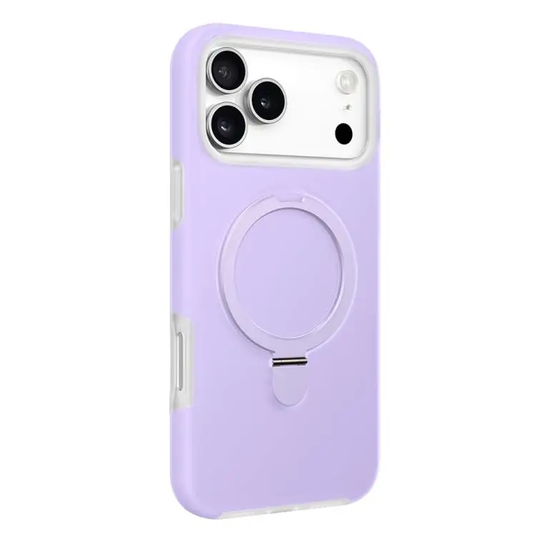 For iPhone 18 Pro / 17 Pro Jelly Liquid Silicone MagSafe Holder Phone Case(Light Purple)