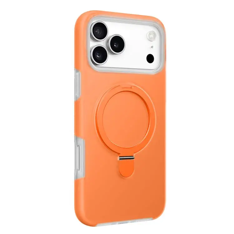 For iPhone 18 Pro / 17 Pro Jelly Liquid Silicone MagSafe Holder Phone Case(Orange)