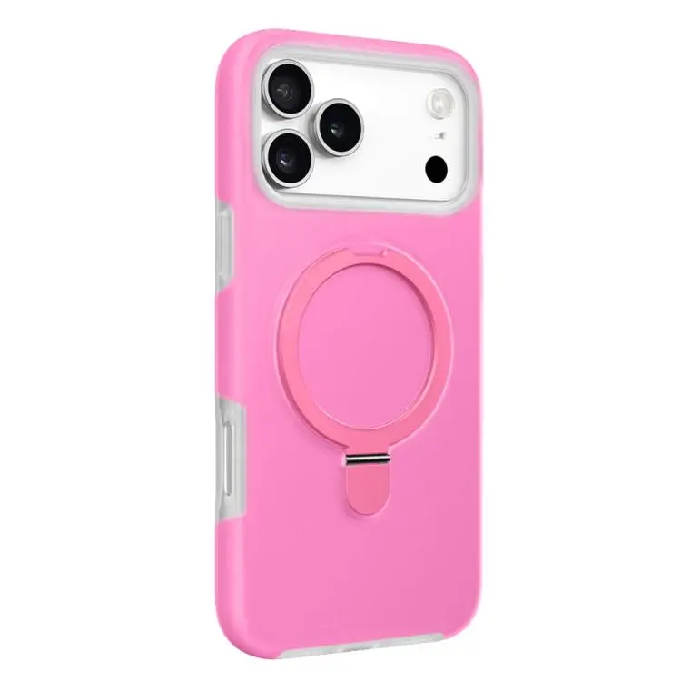 For iPhone 18 Pro / 17 Pro Jelly Liquid Silicone MagSafe Holder Phone Case(Rose Pink)