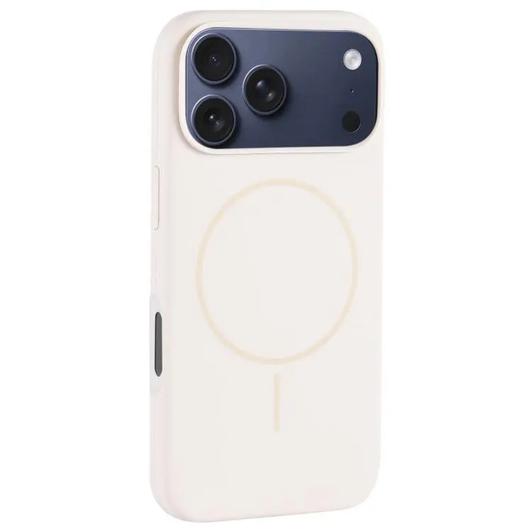 For iPhone 18 Pro / 17 Pro Large Hole Camera MagSafe Liquid Silicone Full Coverage Phone Case(Antique White)