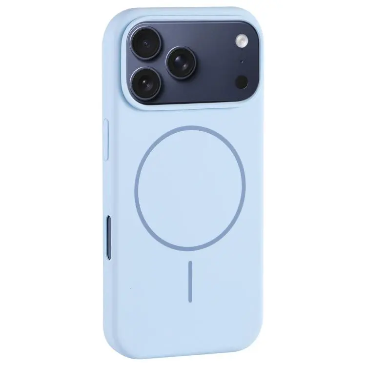 For iPhone 18 Pro / 17 Pro Large Hole Camera MagSafe Liquid Silicone Full Coverage Phone Case(Blue)
