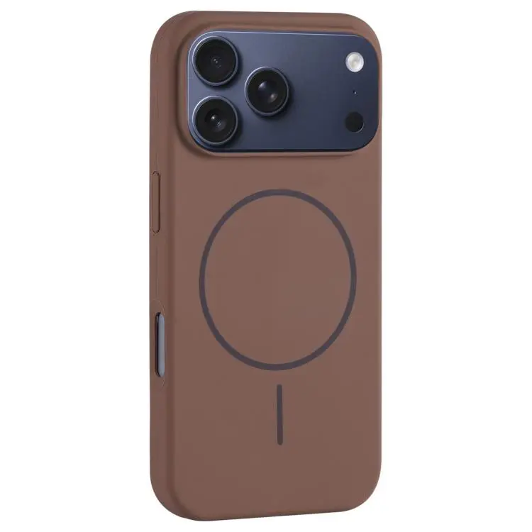 For iPhone 18 Pro / 17 Pro Large Hole Camera MagSafe Liquid Silicone Full Coverage Phone Case(Brown)