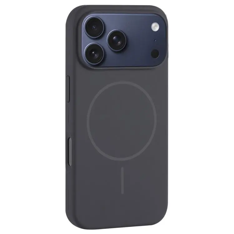For iPhone 18 Pro / 17 Pro Large Hole Camera MagSafe Liquid Silicone Full Coverage Phone Case(Carbon Gray Black)