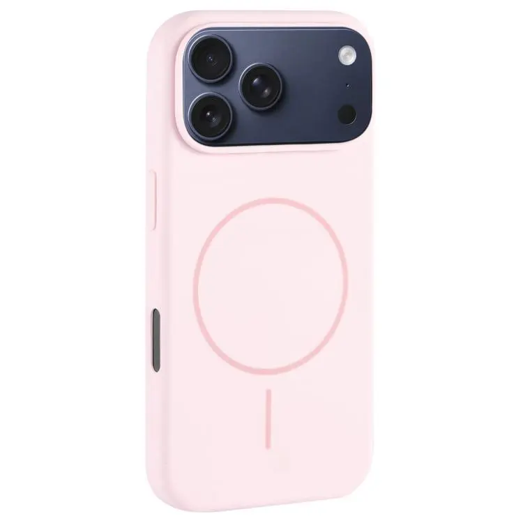 For iPhone 18 Pro / 17 Pro Large Hole Camera MagSafe Liquid Silicone Full Coverage Phone Case(Pink White)