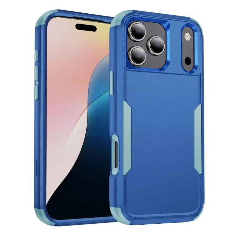 For iPhone 18 Pro Max / 17 Pro Max Commuter Shockproof TPU + PC Phone Case(Royal Blue+Grey Green)