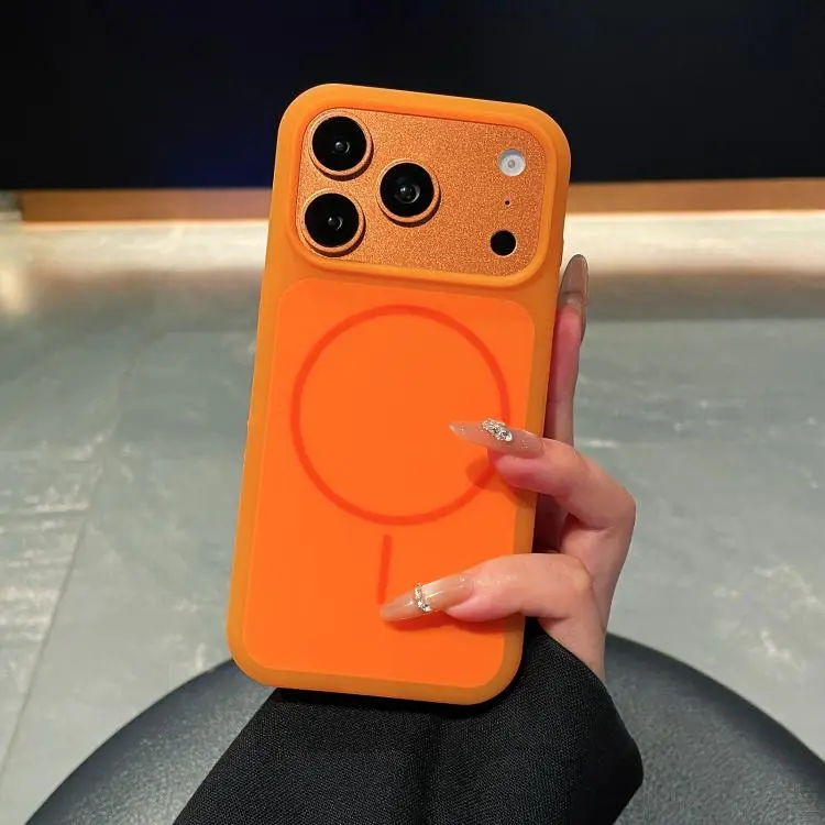 For iPhone 18 Pro Max / 17 Pro Max Ice Cream Skin Feel Liquid Silicone Fine Circle Magnetic Phone Case(Orange)