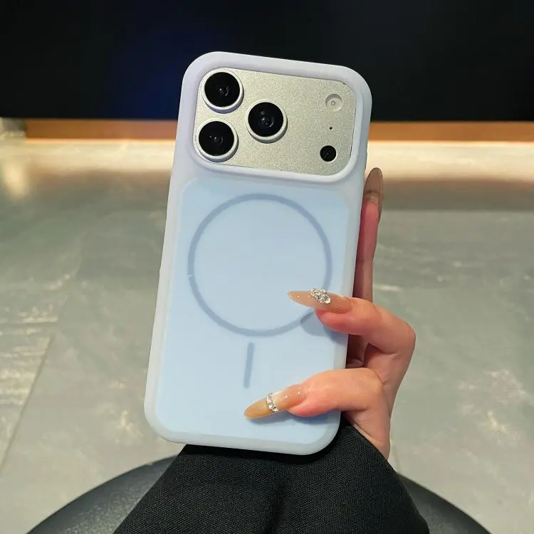 For iPhone 18 Pro Max / 17 Pro Max Ice Cream Skin Feel Liquid Silicone Fine Circle Magnetic Phone Case(Sky Blue)
