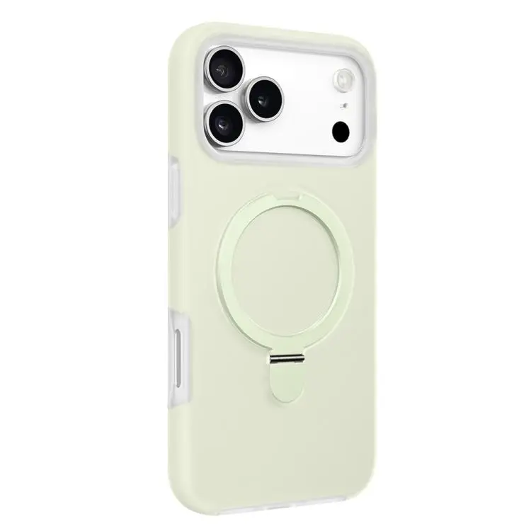 For iPhone 18 Pro Max / 17 Pro Max Jelly Liquid Silicone MagSafe Holder Phone Case(Beige)