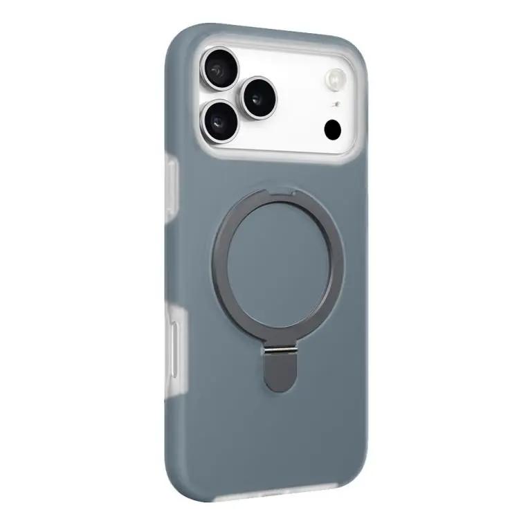 For iPhone 18 Pro Max / 17 Pro Max Jelly Liquid Silicone MagSafe Holder Phone Case(Coconut Grey)