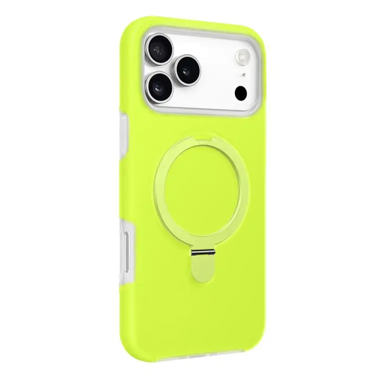 For iPhone 18 Pro Max / 17 Pro Max Jelly Liquid Silicone MagSafe Holder Phone Case(Lemon Green)
