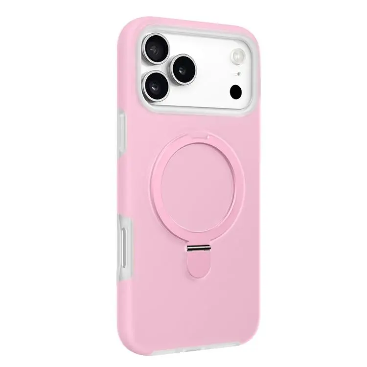 For iPhone 18 Pro Max / 17 Pro Max Jelly Liquid Silicone MagSafe Holder Phone Case(Pink)