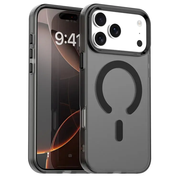 For iPhone 18 Pro Max C-type Candy Magsafe PC Hybrid TPU Phone Case(Black)