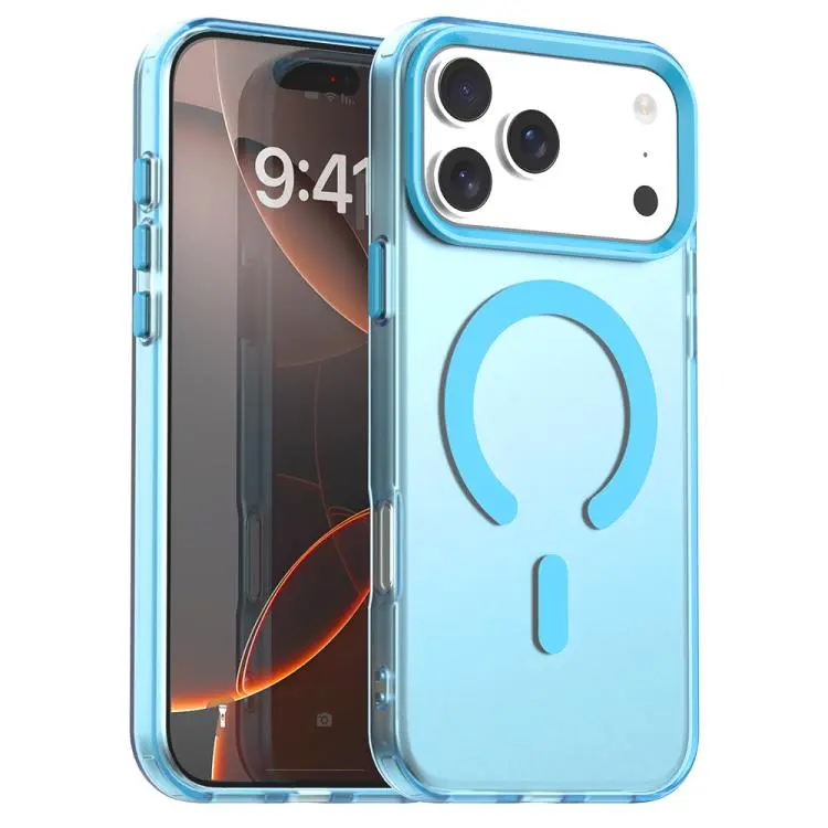 For iPhone 18 Pro Max C-type Candy Magsafe PC Hybrid TPU Phone Case(Blue)