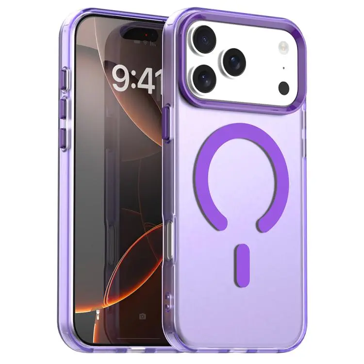 For iPhone 18 Pro Max C-type Candy Magsafe PC Hybrid TPU Phone Case(Purple)