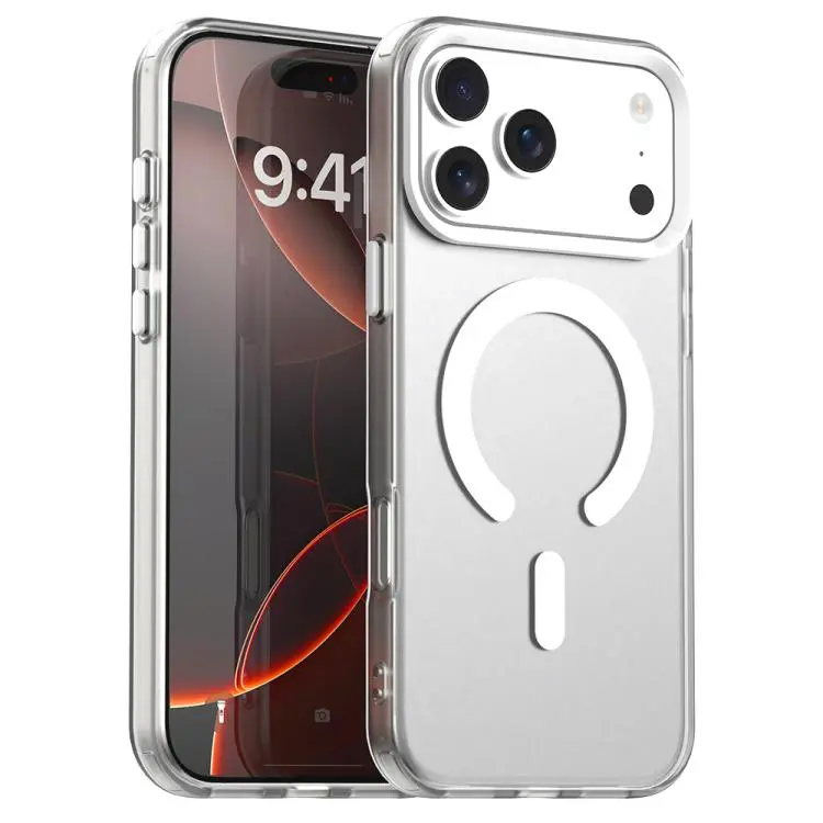 For iPhone 18 Pro Max C-type Candy Magsafe PC Hybrid TPU Phone Case(White)